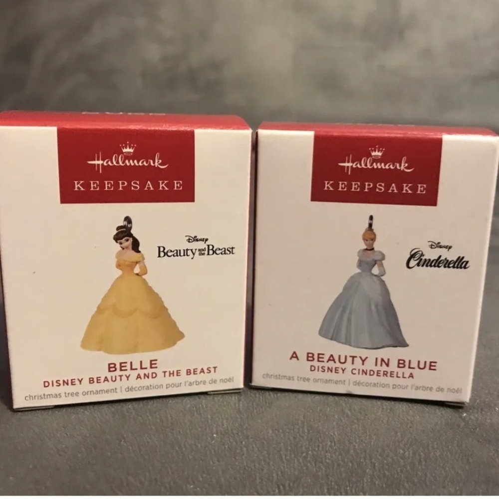 NIB 2022 Hallmark Mini Ornaments Cinderella and Belle